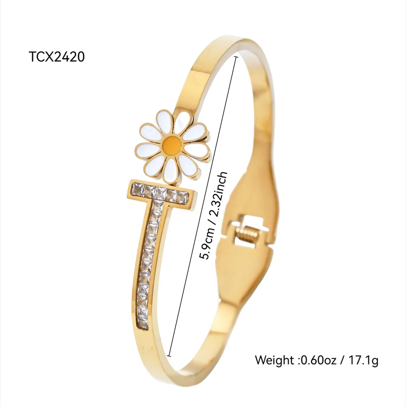 Four-leaf Flower Daisy Stainless Steel 18k Gold Plated Bracelet