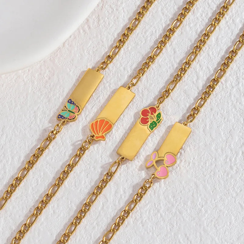 Flower 304 Stainless Steel 18K Gold Plated NK Chain Bracelet