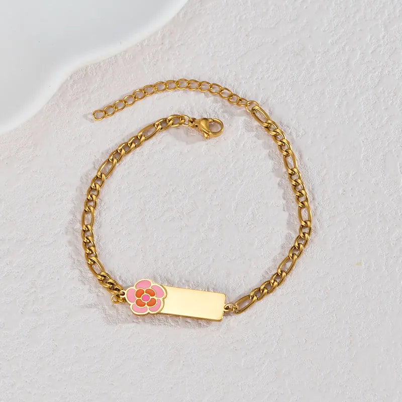 Flower 304 Stainless Steel 18K Gold Plated NK Chain Bracelet