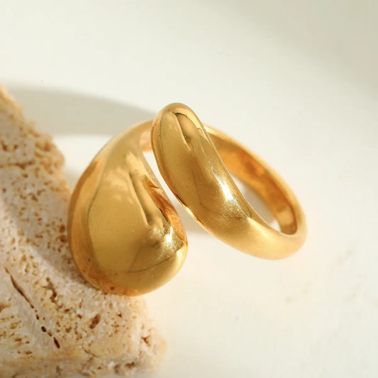 Snake Stye Irregular Geometric 304 Stainless Steel 18K Gold Plated Ring