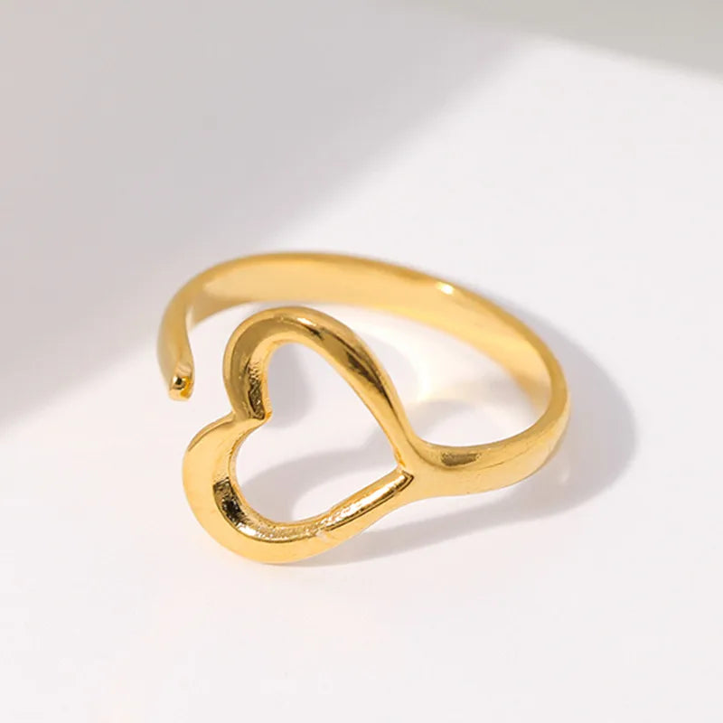 Half Heart 304 Stainless Steel 18K Gold Plated Ring