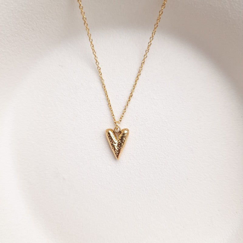Hammered Heart 304 Stainless Steel Titanium Steel 18K Gold Plated Necklace