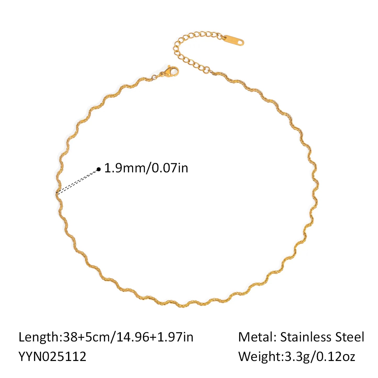 Classical Lady Bending 304 Stainless Steel 18K Gold Plated Snake Chain