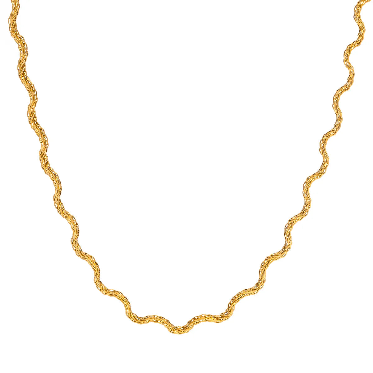 Classical Lady Bending 304 Stainless Steel 18K Gold Plated Snake Chain
