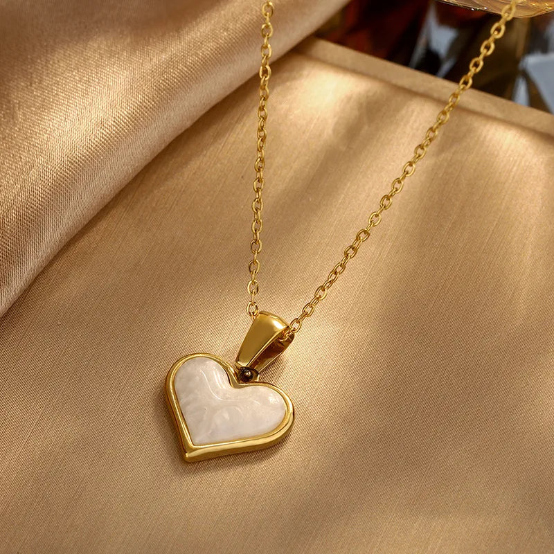 Princess Simple Style Classic Style Heart Shape 304 Stainless Steel 18K Gold Plated Pendant Necklace