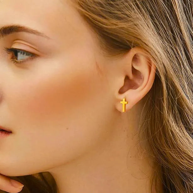 Cross 304 Stainless Steel 18K Gold Plated Earring