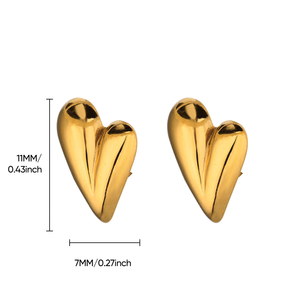 Irregular Heart 304 Stainless Steel 18K Gold Plated Ear Studs