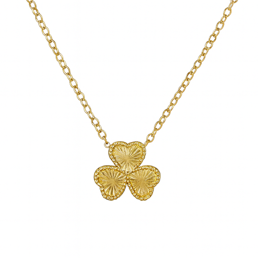 Three Leaf Clover 304 Stainless Steel Rhinestones 18K Gold Chain Necklace