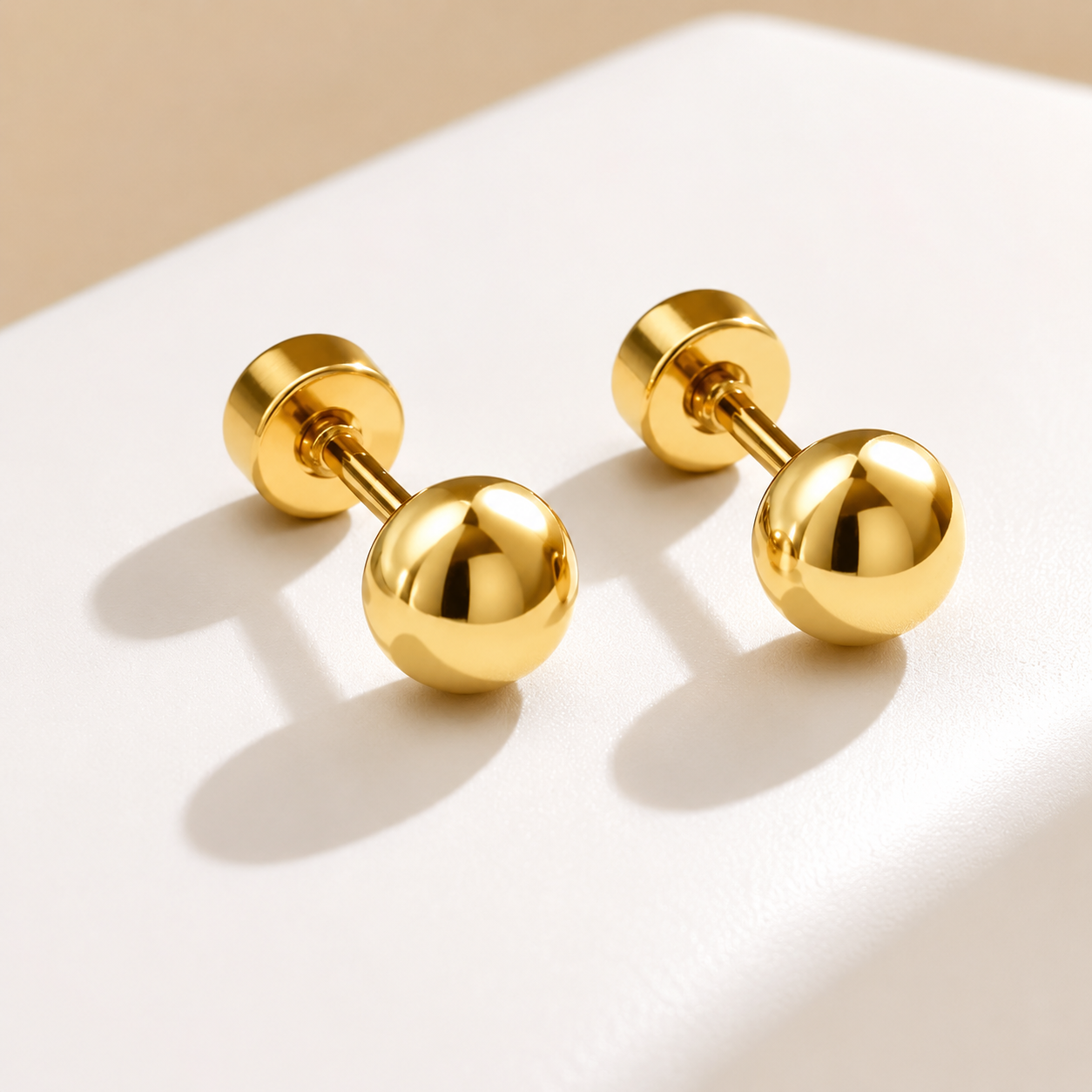 Round Plating 18K Gold 304 Stainless Steel Stud