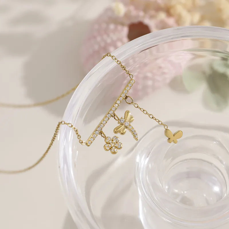 Butterfly Flow’r 18K Gold Plated 304 Stainless Steel Charm Necklace