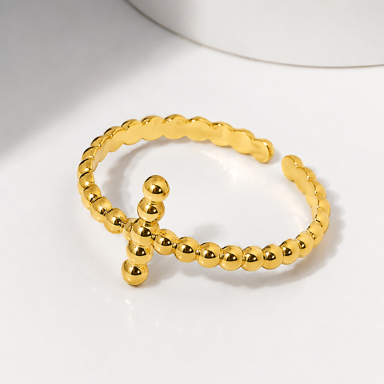 Vertical Lines 18K Gold Plated 304 Stainless Steel Adjustable Ring