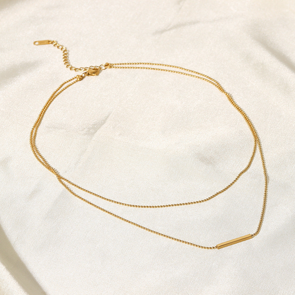 Bar Double Layer 18K Gold Plated 304 Stainless Steel Necklace