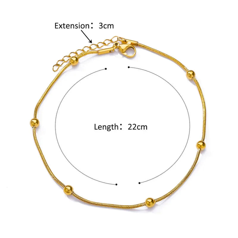 Studded 18K Gold Plated 304 Stainless Steel Anklet