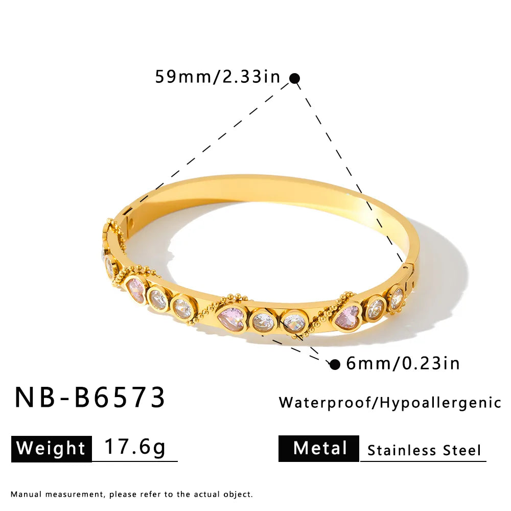 Red and Clear 18K Gold Plated 304 Stainless Steel Bracelet