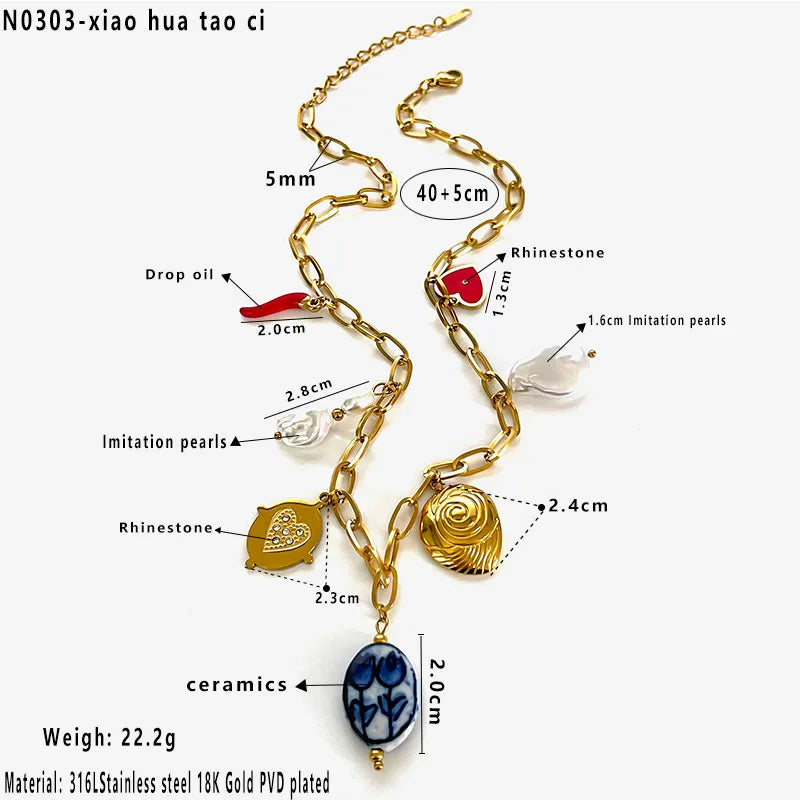 Pretty Woman 18K Gold Plated 304 Stainless Steel Charm Necklace
