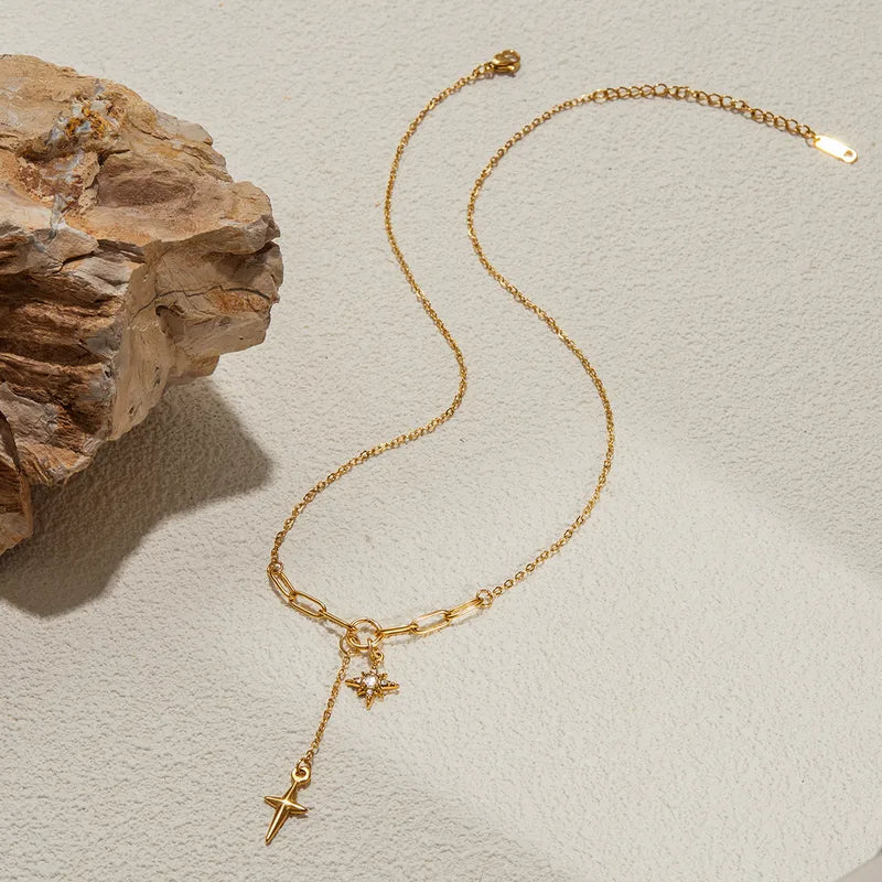 Hexagram Star 18K Gold Plated 304 Stainless Steel Necklace