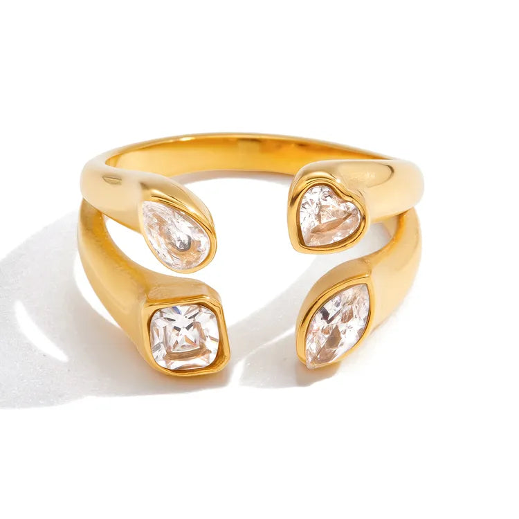 Shapely Two Layered 18K Gold Plated 304 Stainless Steel Ring - Sized 7