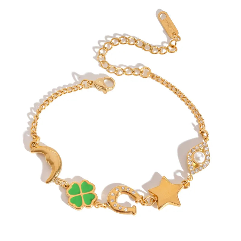 Good Luck Hun 18K Gold Plated 304 Stainless Steel Bracelet
