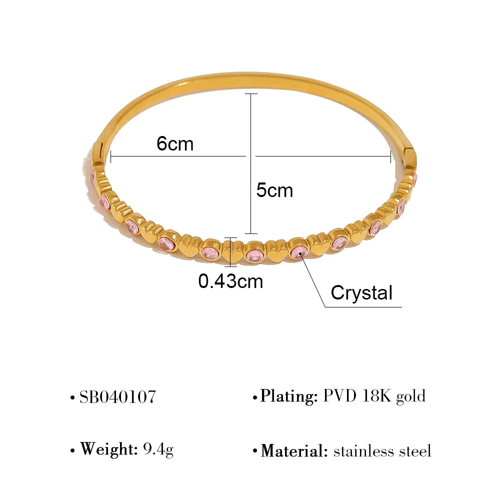 Pretty Zirconia 18K Gold Plated 304 Stainless Steel Gem Bracelet