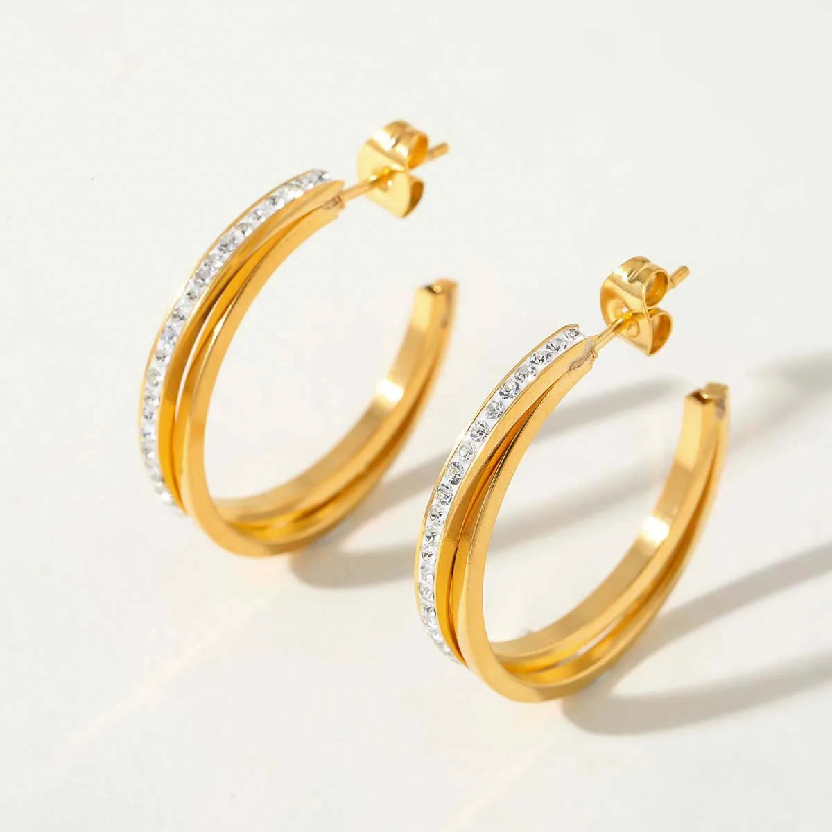 Gold Plated 18K Gold Geometric 304 Stainless Steel Casual Elegant Cute Waterproof Non Tarnish Ear Studs