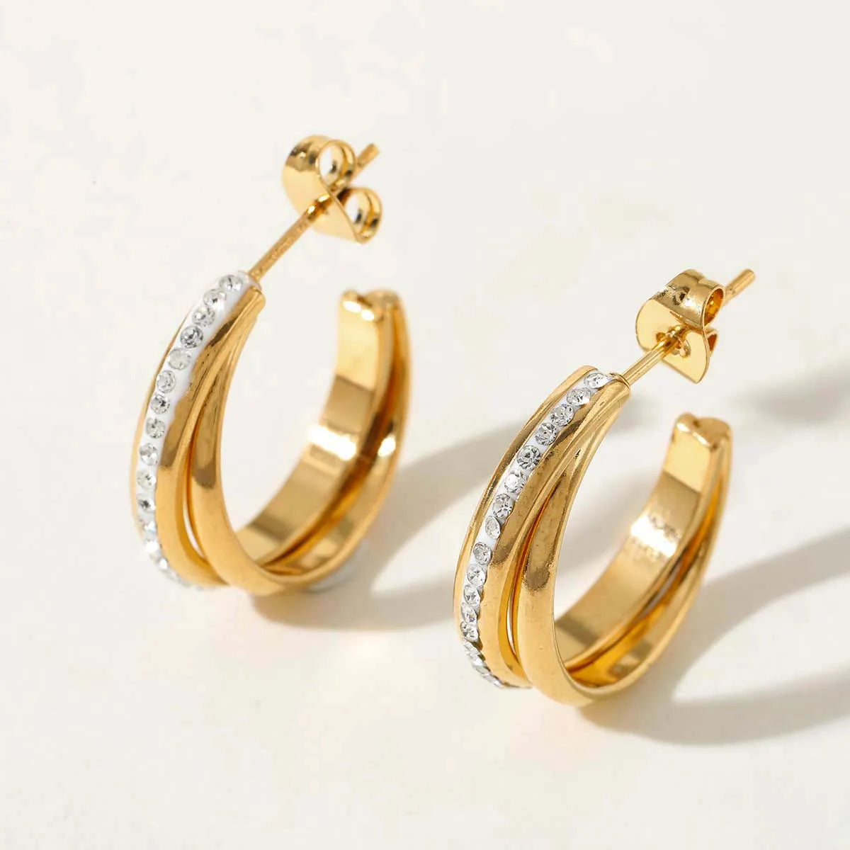 Gold Plated 18K Gold Geometric 304 Stainless Steel Casual Elegant Cute Waterproof Non Tarnish Ear Studs