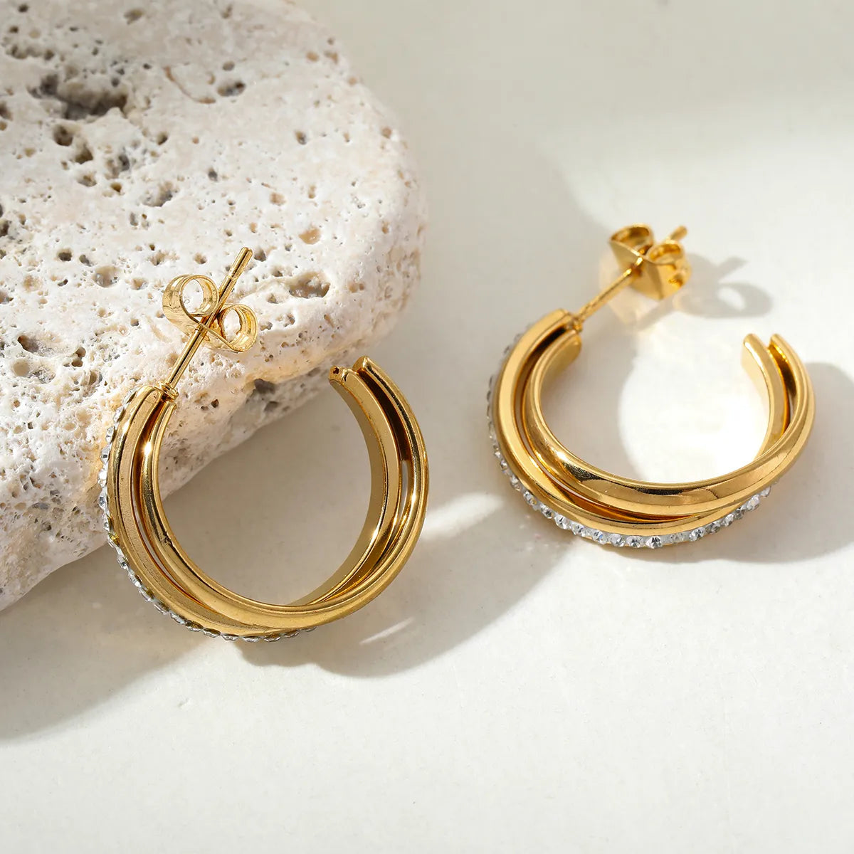 Gold Plated 18K Gold Geometric 304 Stainless Steel Casual Elegant Cute Waterproof Non Tarnish Ear Studs