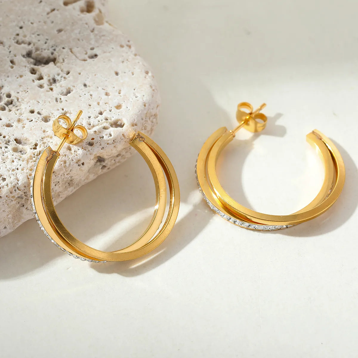 Gold Plated 18K Gold Geometric 304 Stainless Steel Casual Elegant Cute Waterproof Non Tarnish Ear Studs