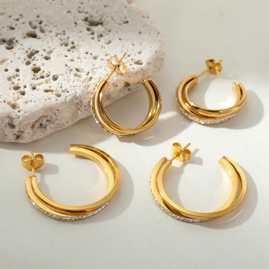 Gold Plated 18K Gold Geometric 304 Stainless Steel Casual Elegant Cute Waterproof Non Tarnish Ear Studs