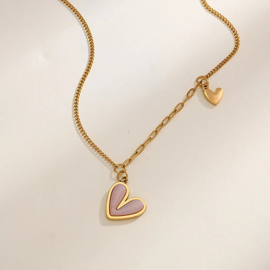 18K Gold Heart Shape 304 Stainless Steel Necklace