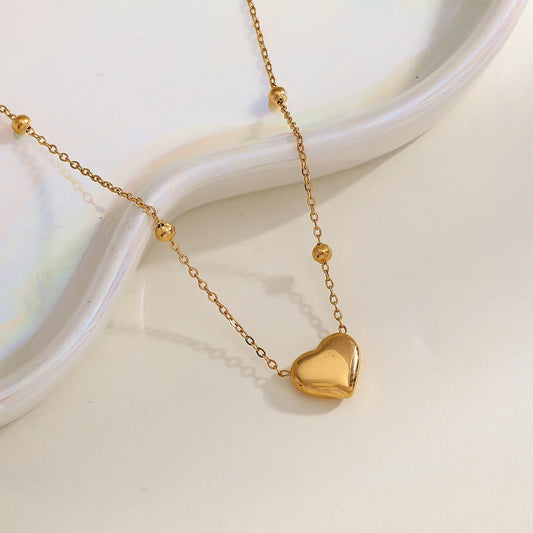 Heart Full Studded 18K Gold Plated Stainless Steel Necklaces