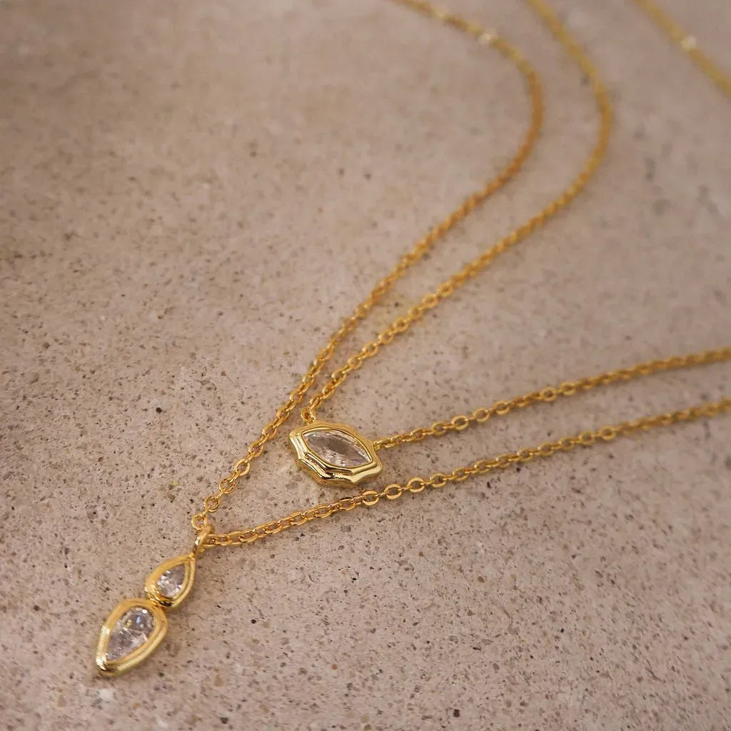 Commute Oval Stainless Steel Plating Inlay Zircon Pendant Necklace