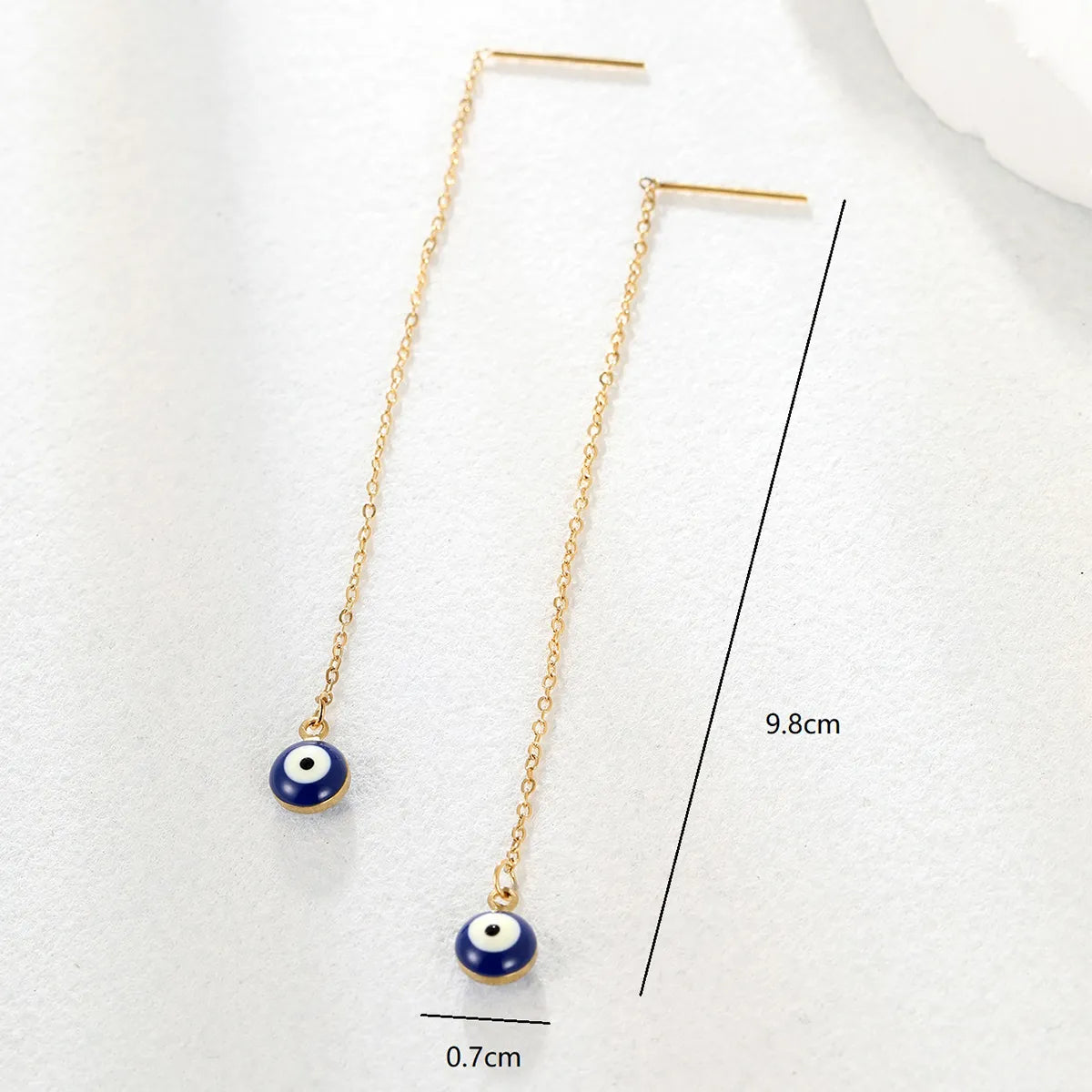Evil Eye Stainless Steel Plating Ear Line 1 Pair