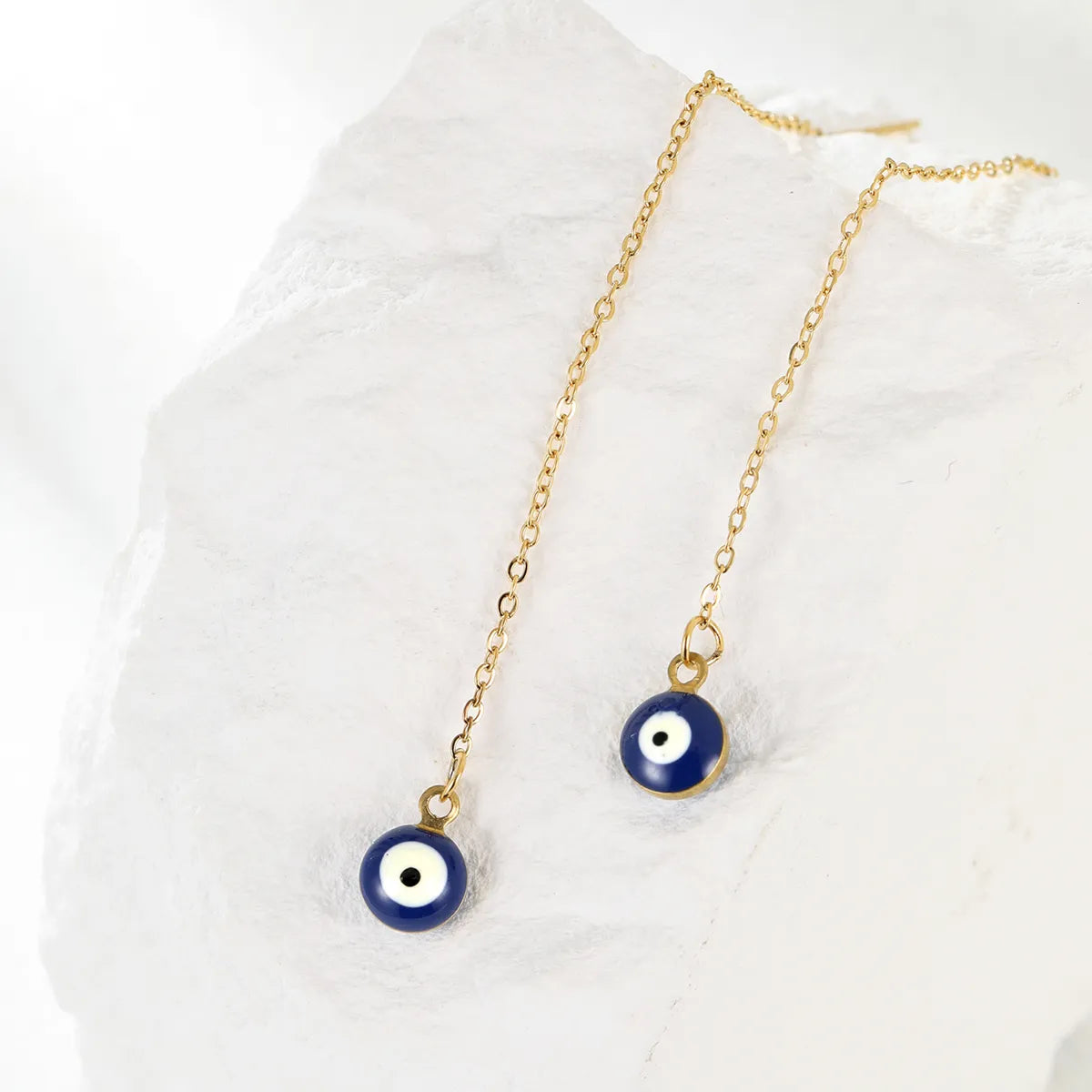 Evil Eye Stainless Steel Plating Ear Line 1 Pair