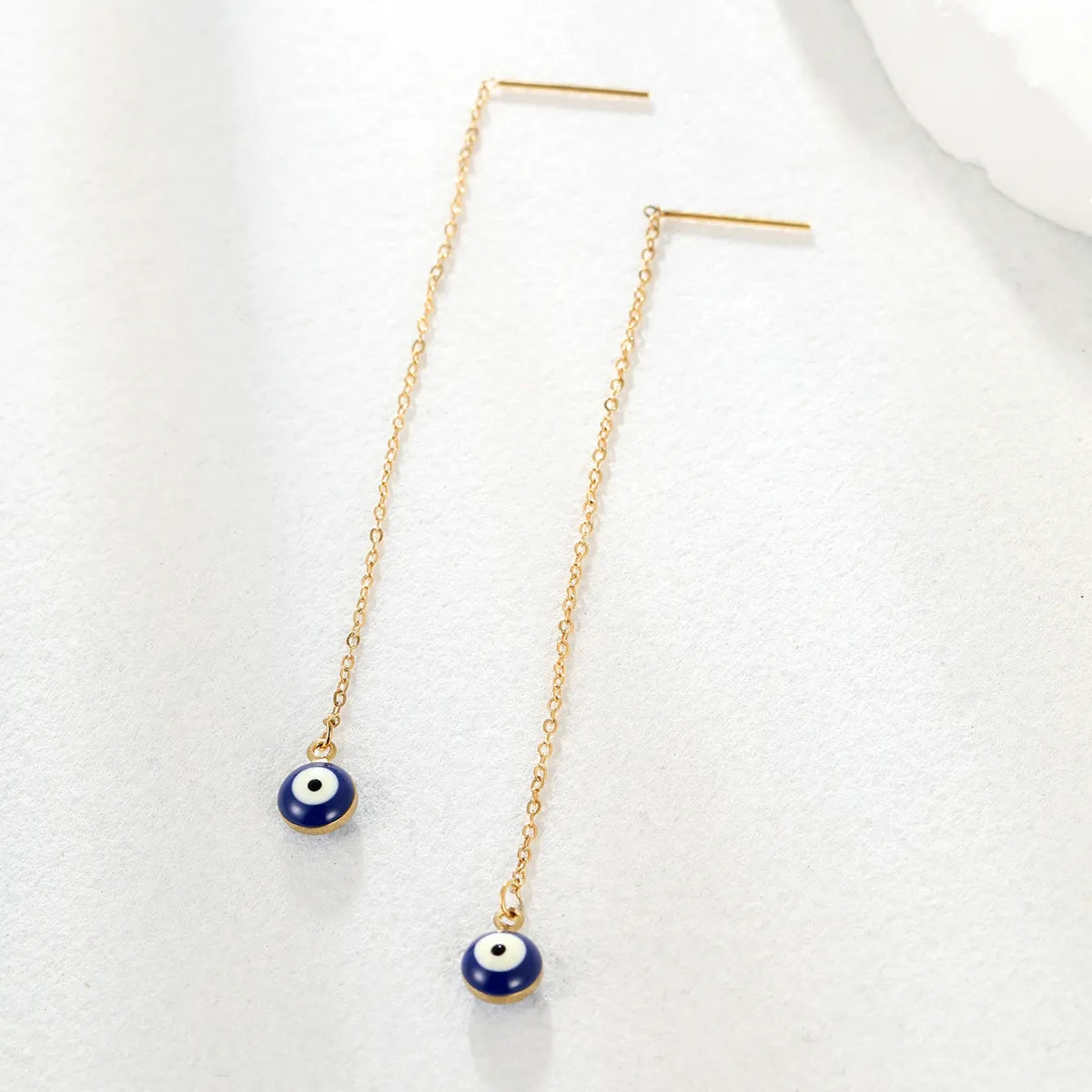 Evil Eye Stainless Steel Plating Ear Line 1 Pair