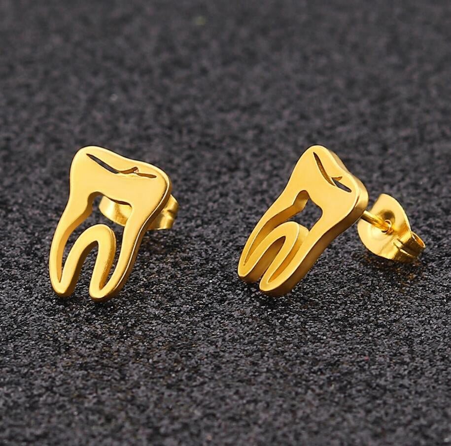 Tooth Stainless Steel Ear Studs