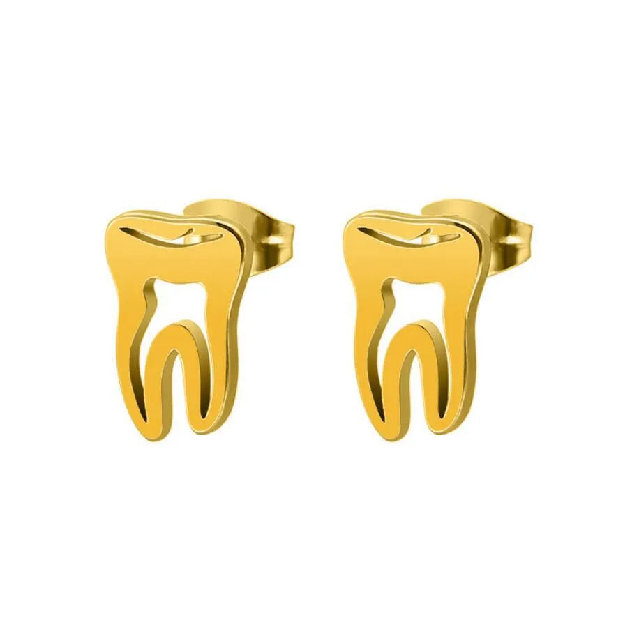Tooth Stainless Steel Ear Studs