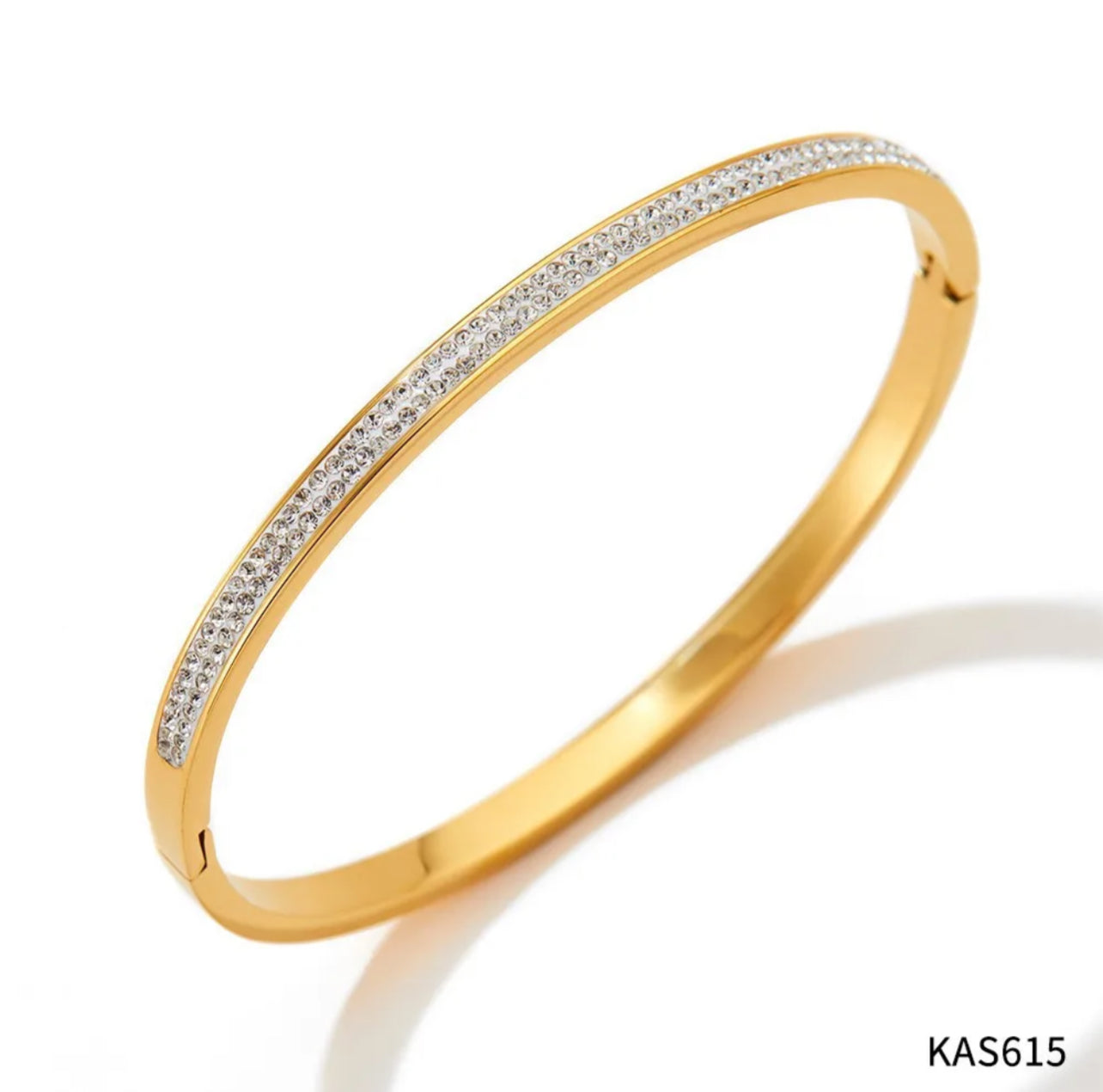 Diamonds Around 304 Stainless Steel 16K Gold Plated Zircon Bangle