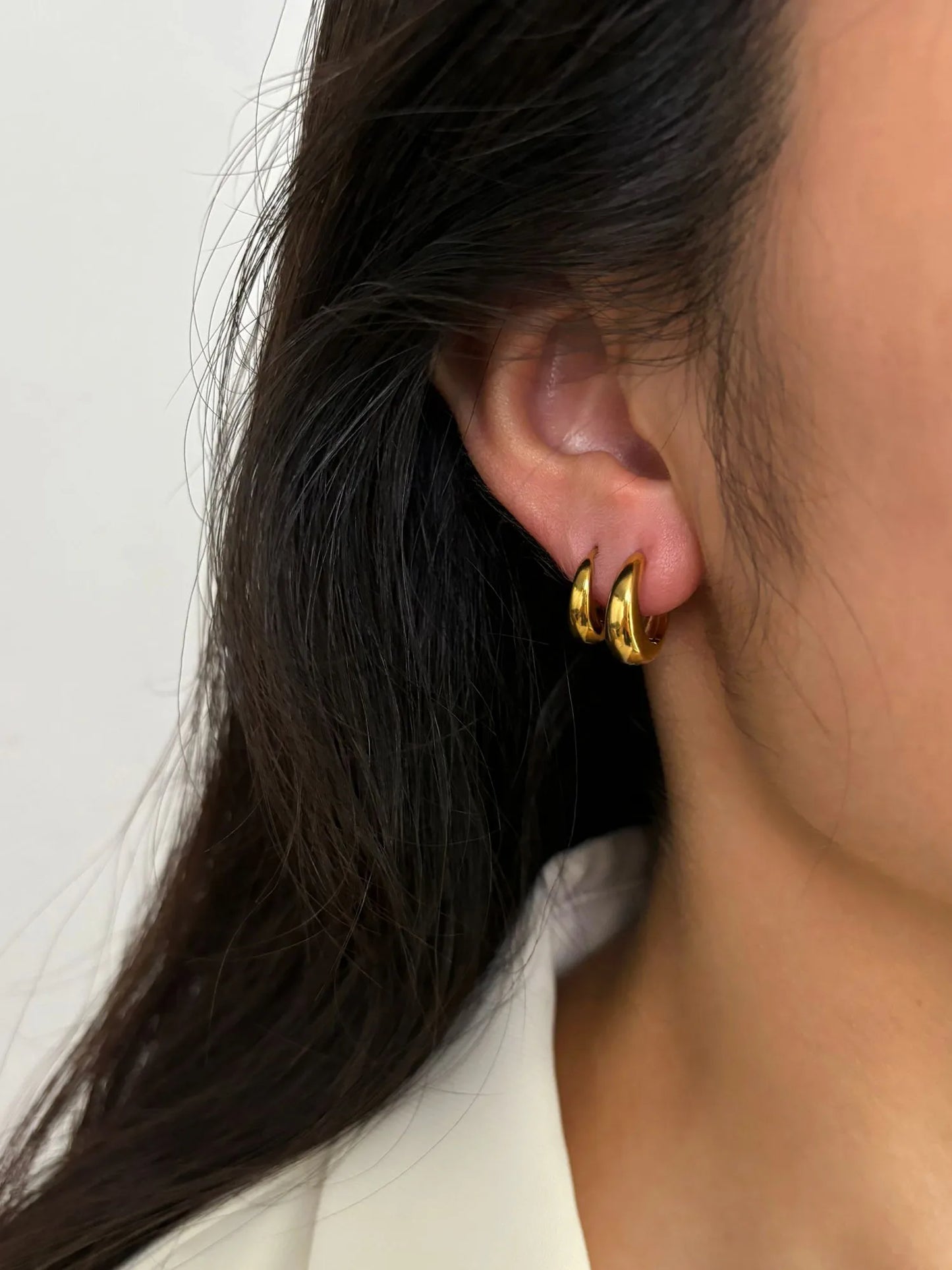 Little Geometric 316L Stainless Steel Rhinestones 18K Gold Plated Earrings