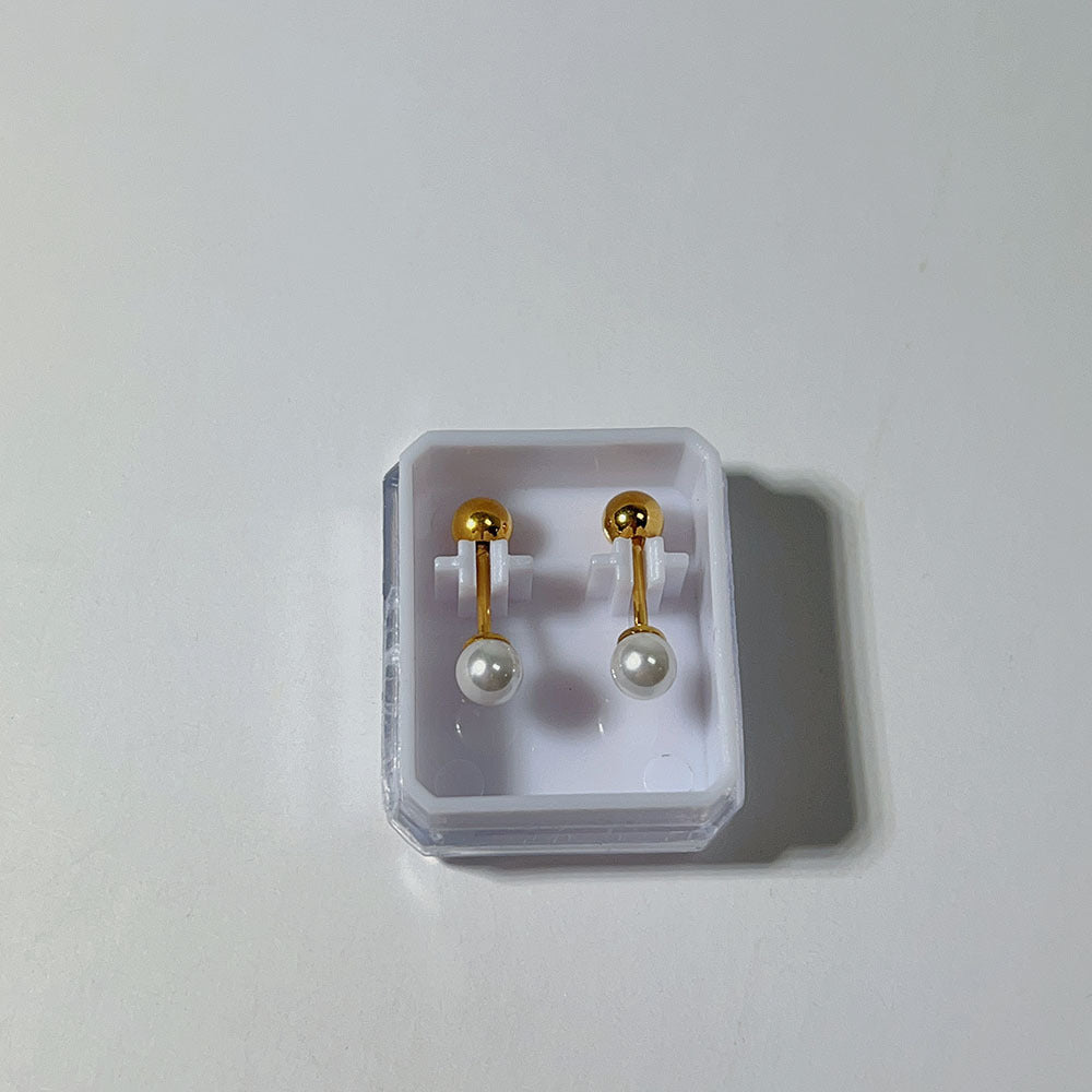 Sweet Heart Shape Ball Plating 304 Stainless Steel Artificial Pearls 18K Gold Plated Cartilage Earrings