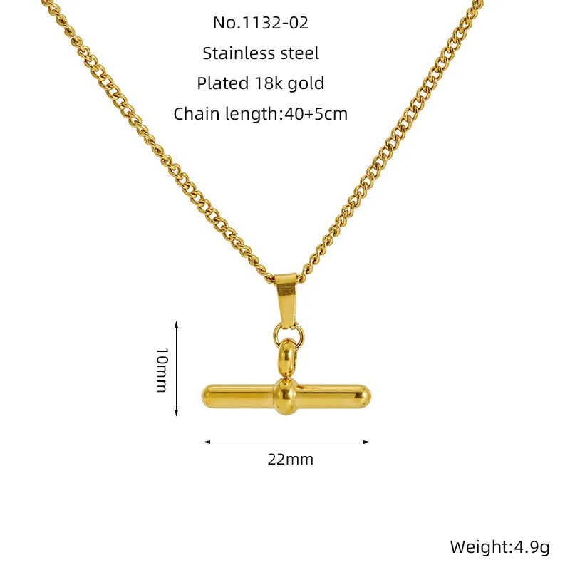 T Stick Pendant Ring Circle Ornament Suit Removable Gold Earrings Necklace