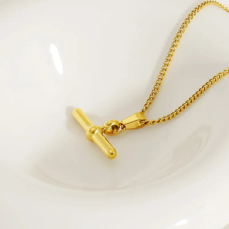 T Stick Pendant Ring Circle Ornament Suit Removable Gold Earrings Necklace