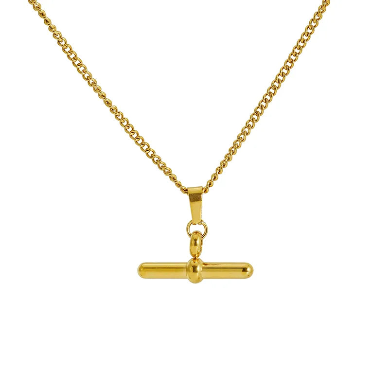 T Stick Pendant Ring Circle Ornament Suit Removable Gold Earrings Necklace