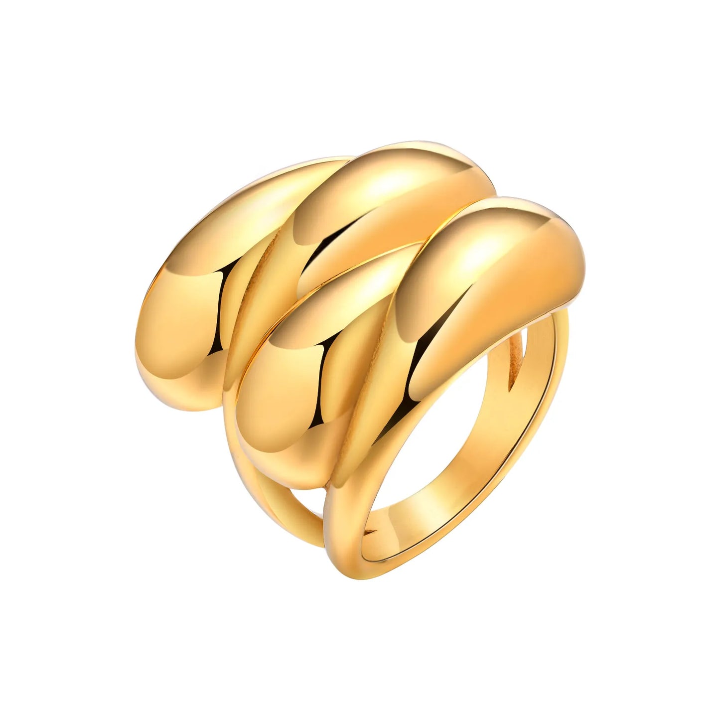 Maximalism Solid Color 304 Stainless Steel 18K Gold Plated Criss Cross Layered Rings