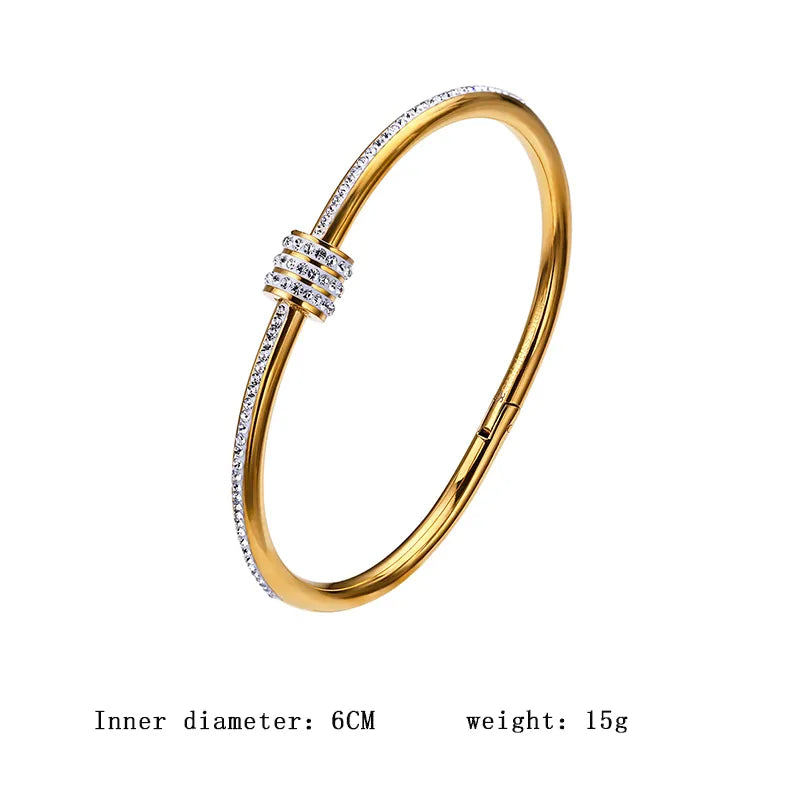 Simple Style Round Titanium Steel Plating Gold Plated Bangle