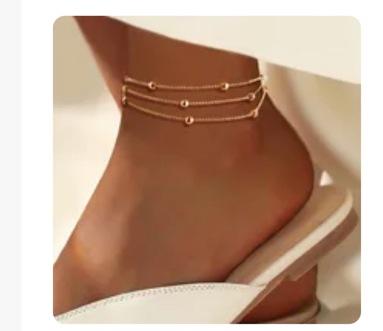 Beaded Decorated Stainless Steel Anklet