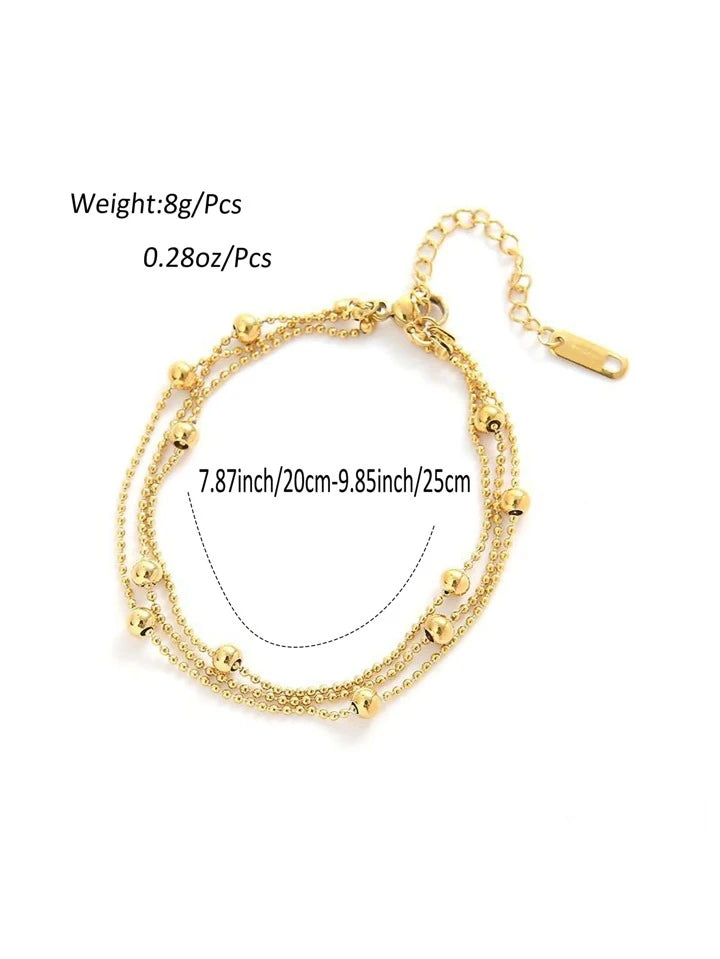 Beaded Decorated Stainless Steel Anklet