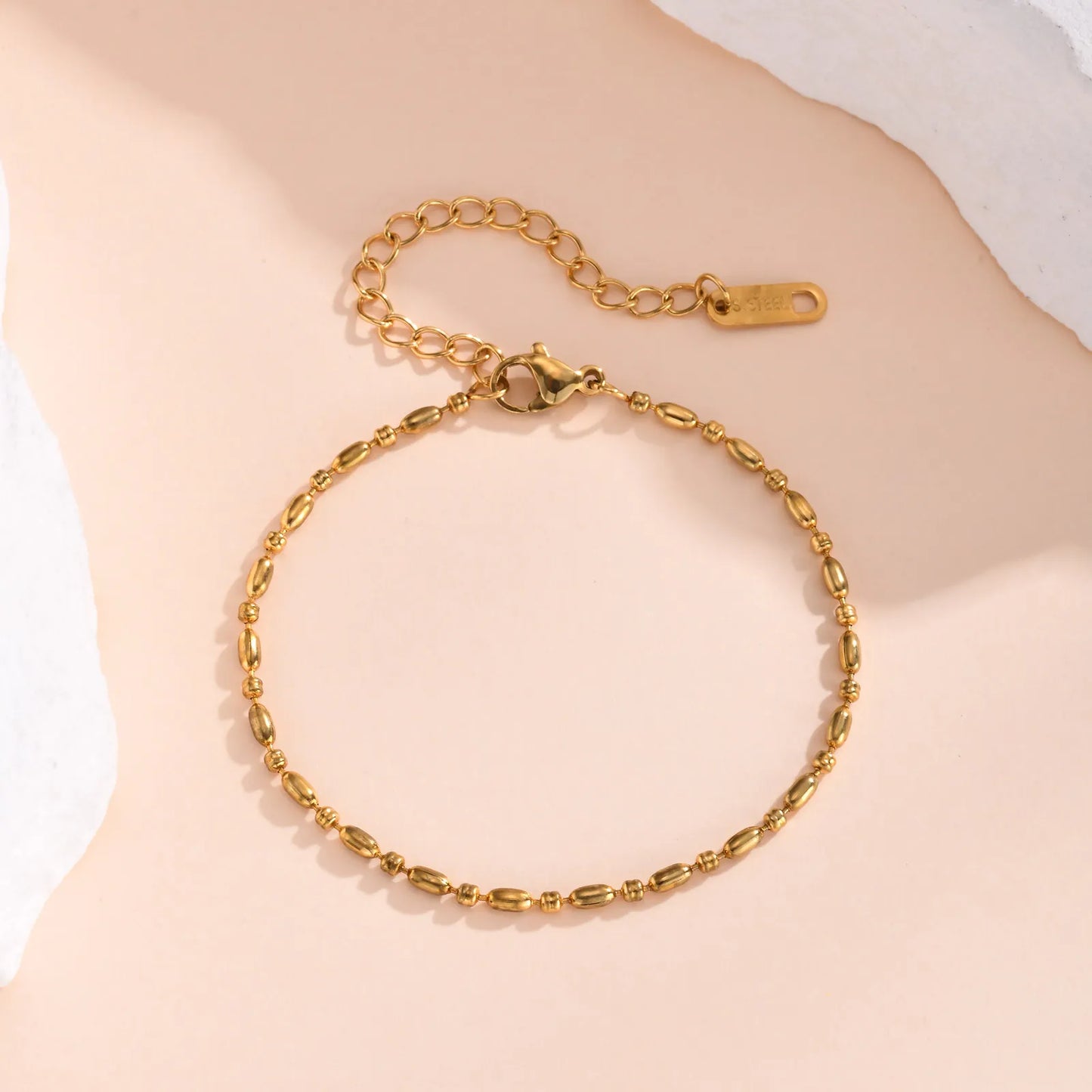 Solid Color 201 Stainless Steel 18K Gold Plated Bracelet