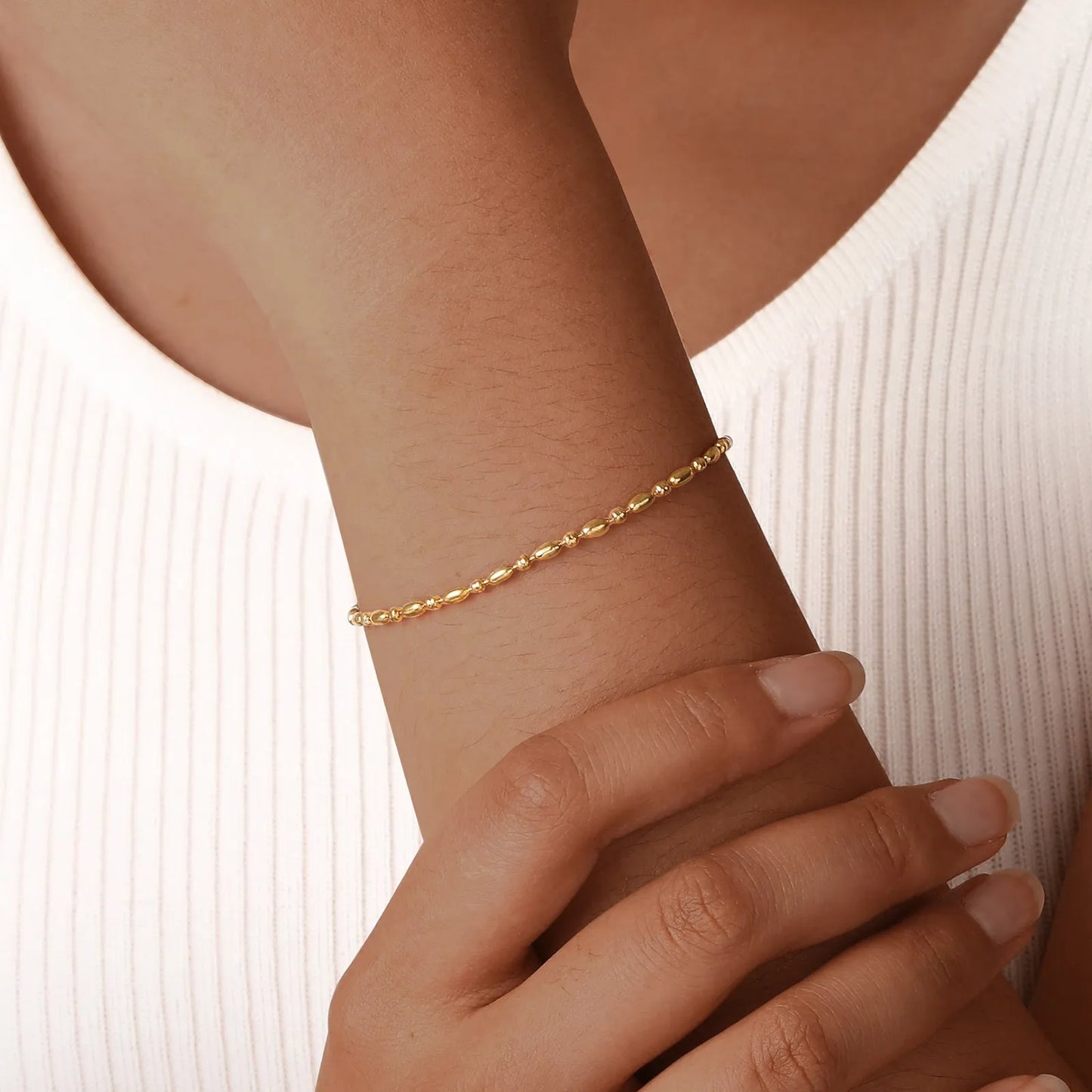 Solid Color 201 Stainless Steel 18K Gold Plated Bracelet