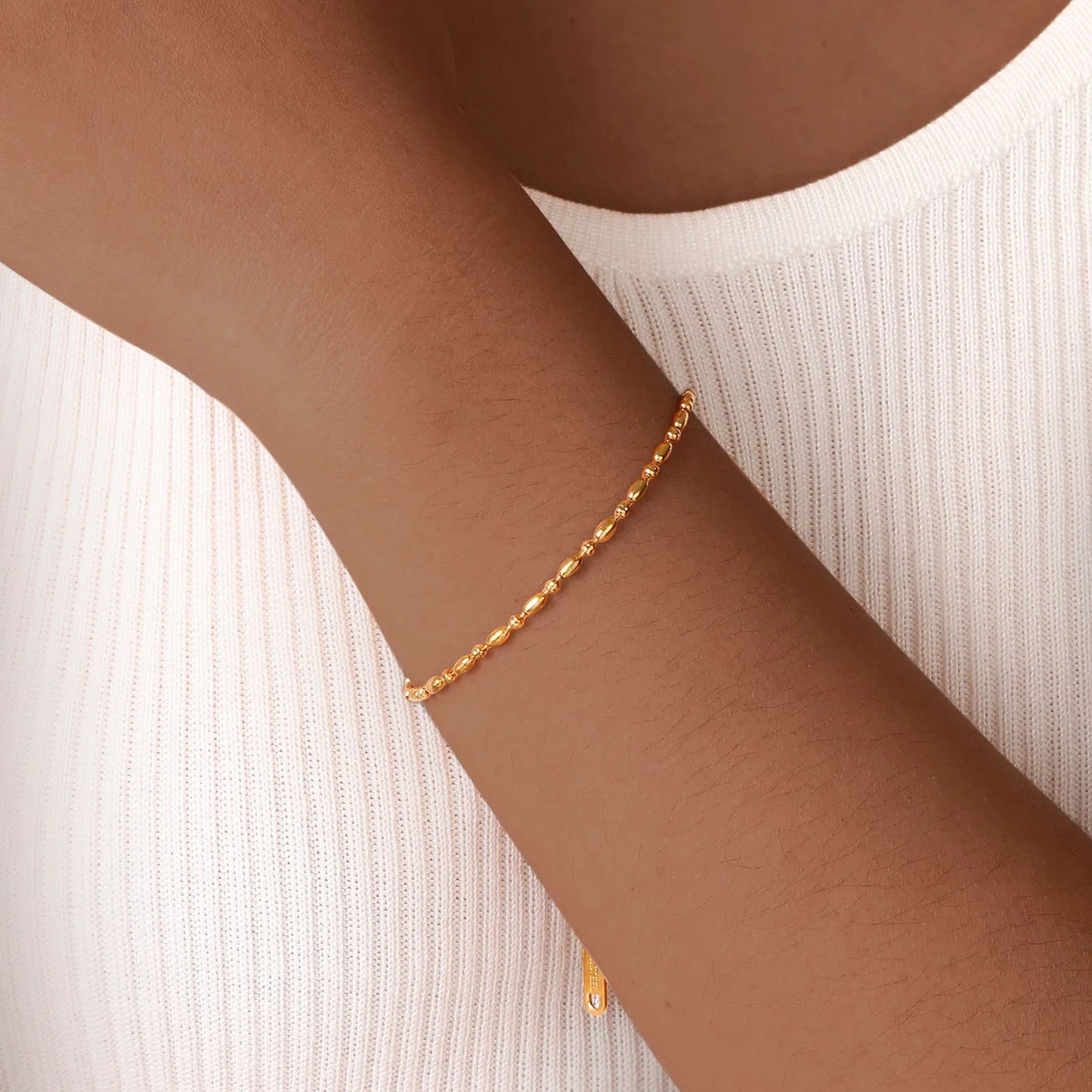 Solid Color 201 Stainless Steel 18K Gold Plated Bracelet