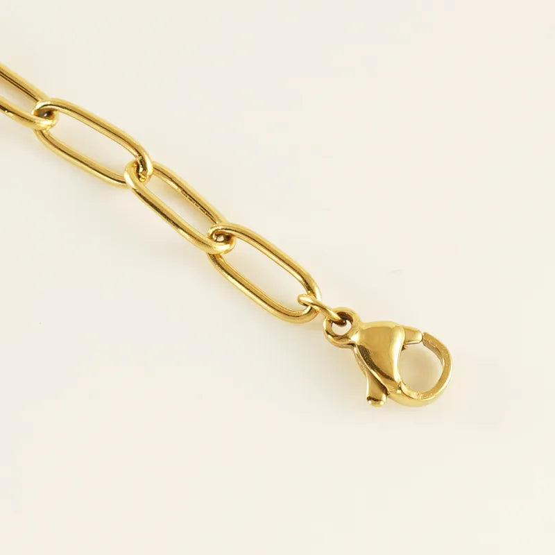 Paper clip Casual Simple Style Solid Color Stainless Steel Plating 18k Gold Plated Women's Anklet